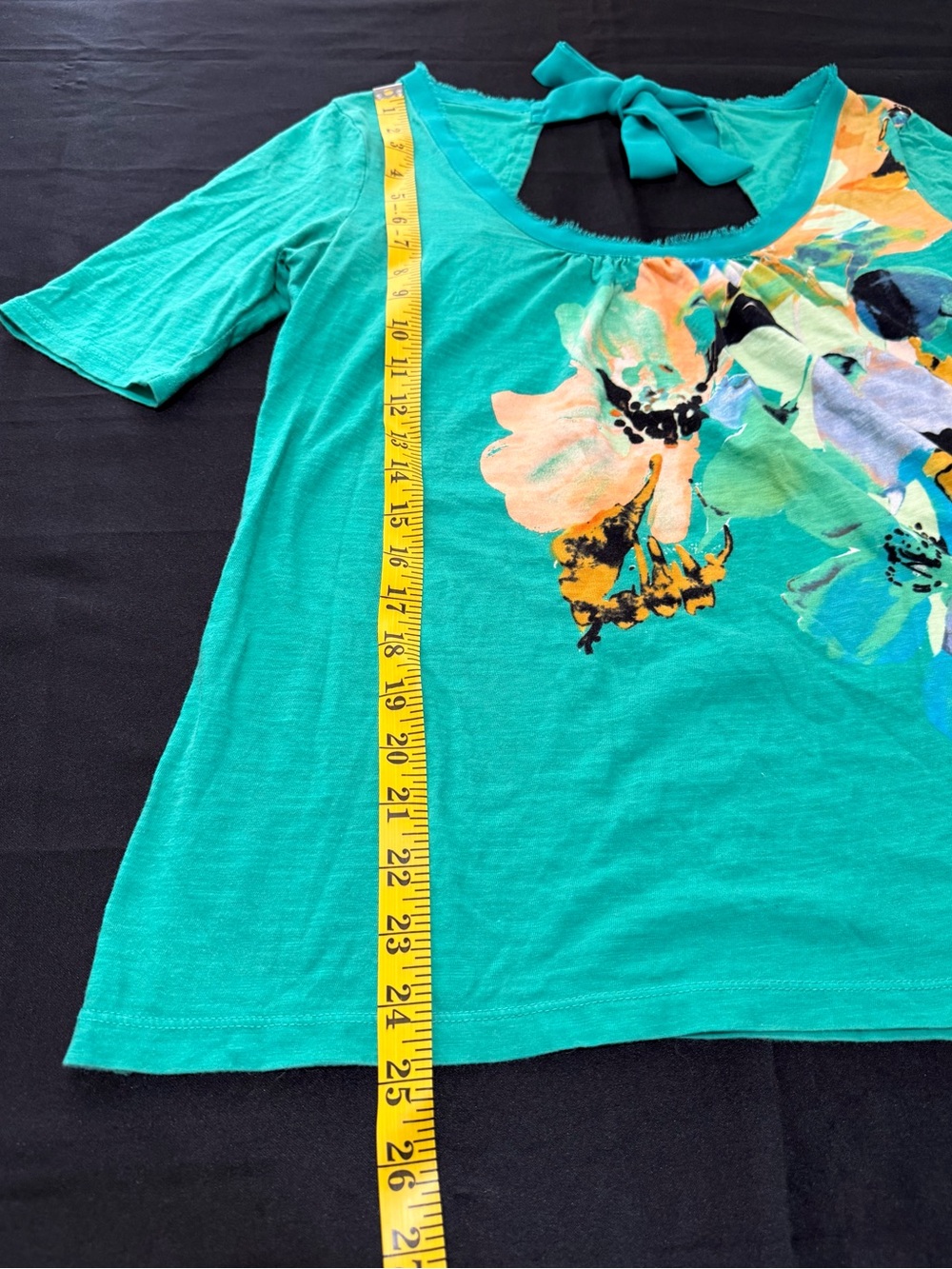 Akemi + Kin Green Floral Bow Back Cotton Top S - Picture 5 of 7